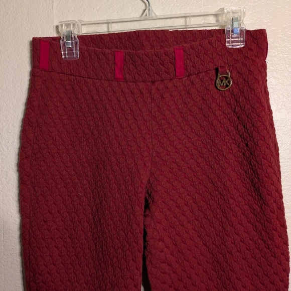 Michael Kors Elegant Red Textured Women's Pants Dize Medium Preown - Picture 4 of 8